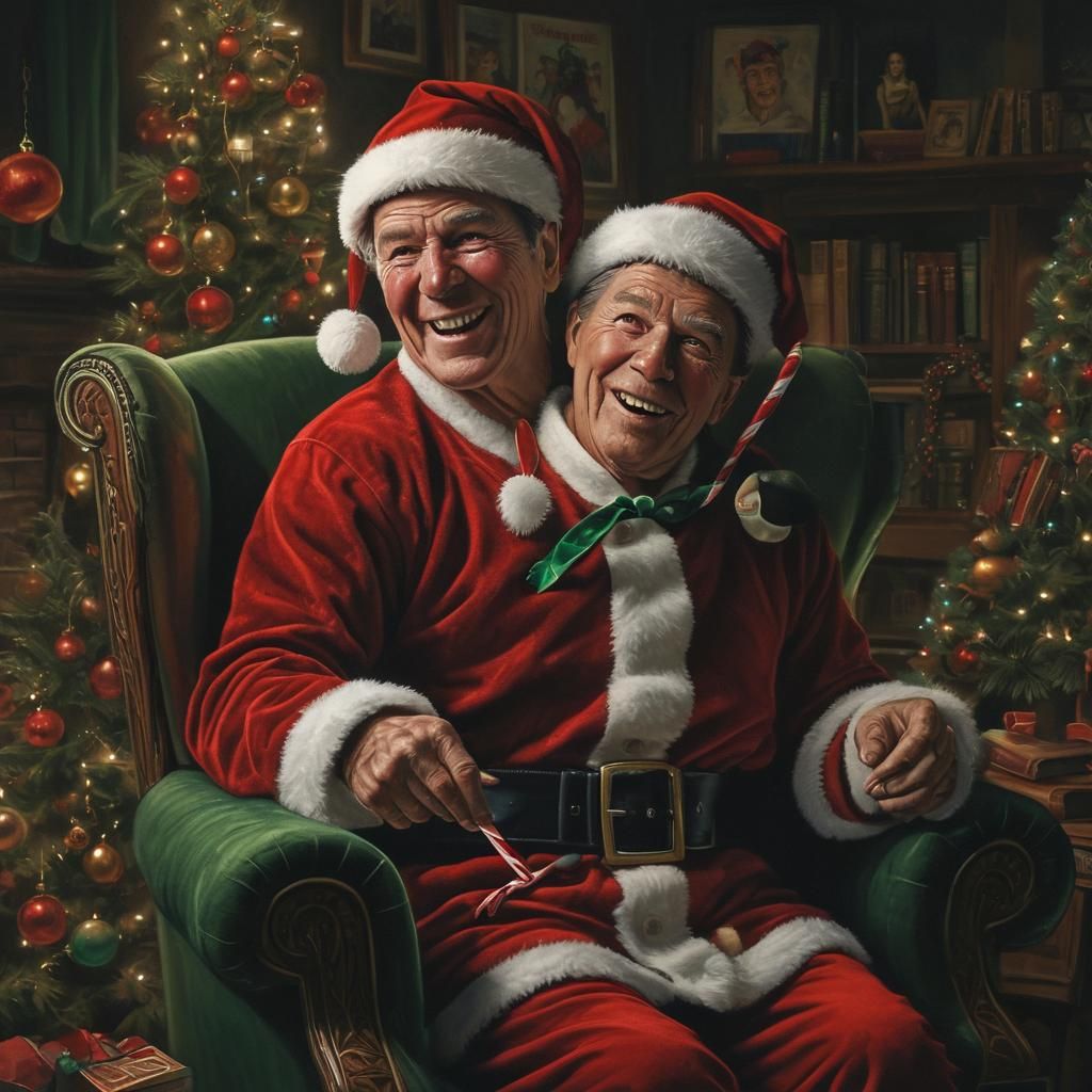 Santa Claus Reagan Portrait in Comic Book Style