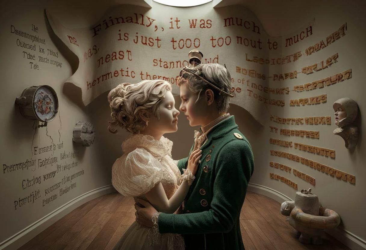 Steamfunky Anamorphism: A Surreal Depiction of Two Figures