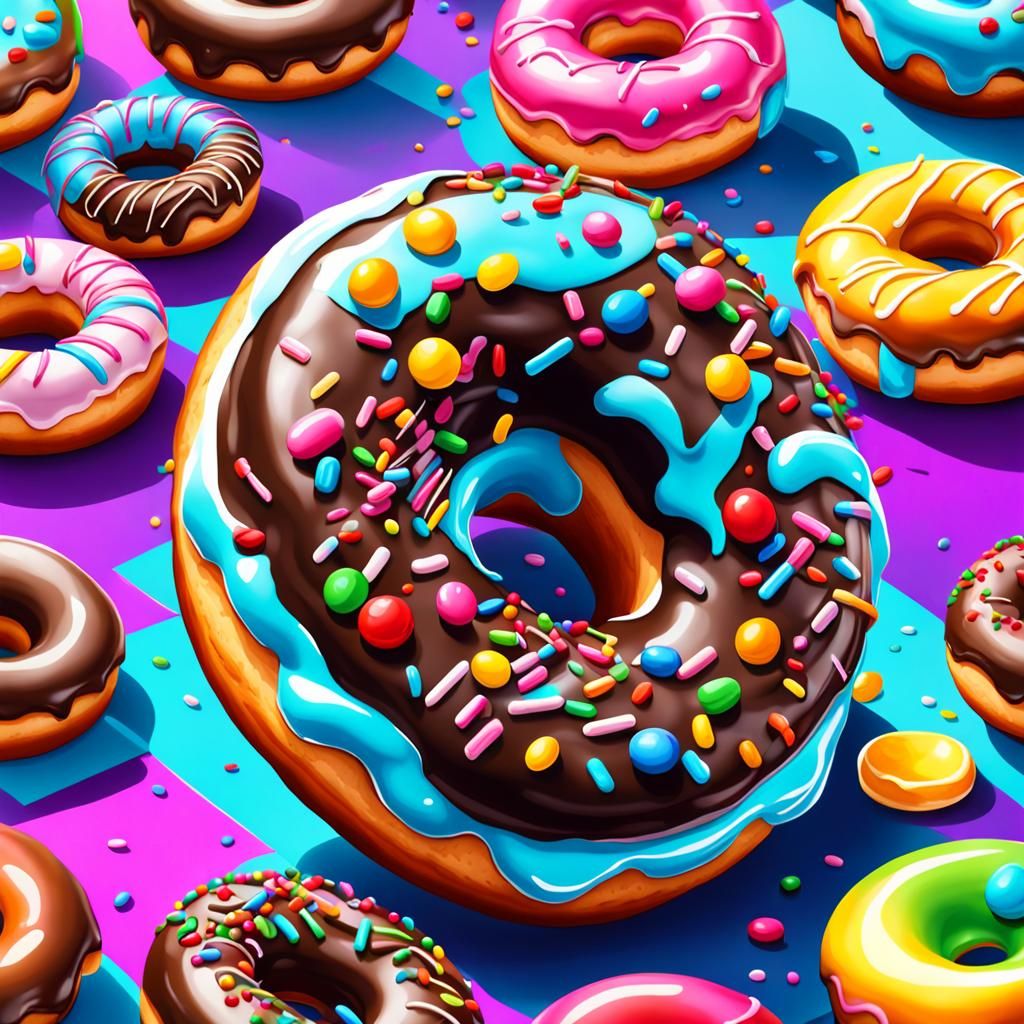 Hyperrealistic Donut in Candy Art Style