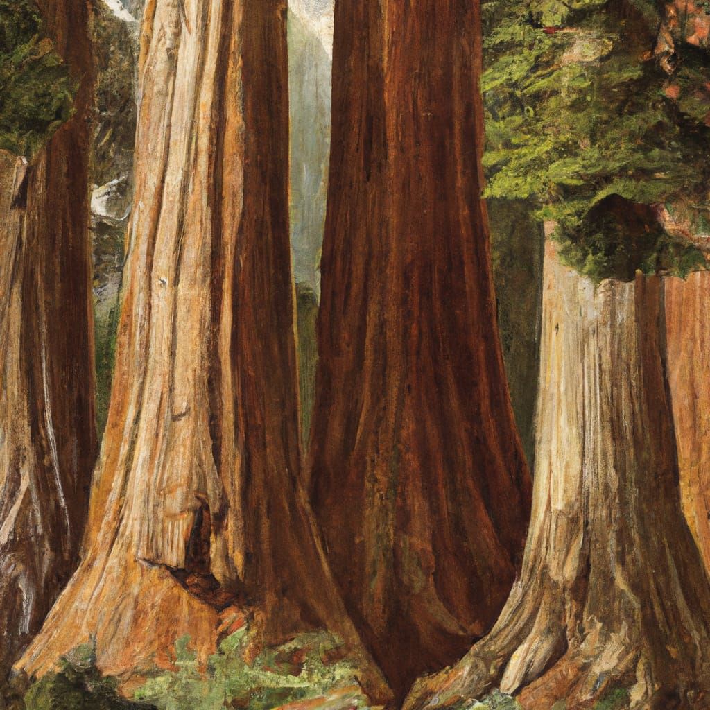 Giant Sequoia Forest in Renaissance Oil Painting Style