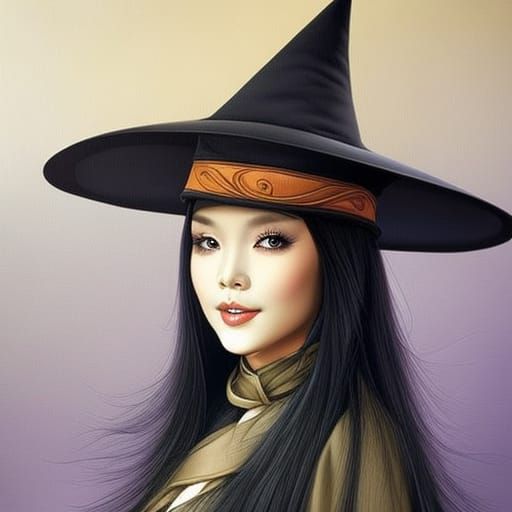 Cute Witch Portrait in Fantasy Art Style