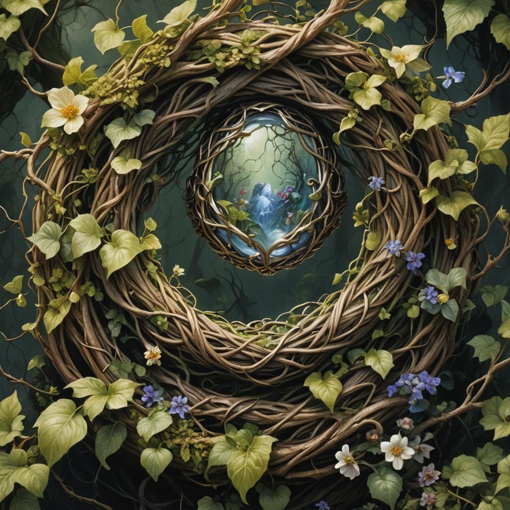 Enchanted Ring with Vines and Flowers