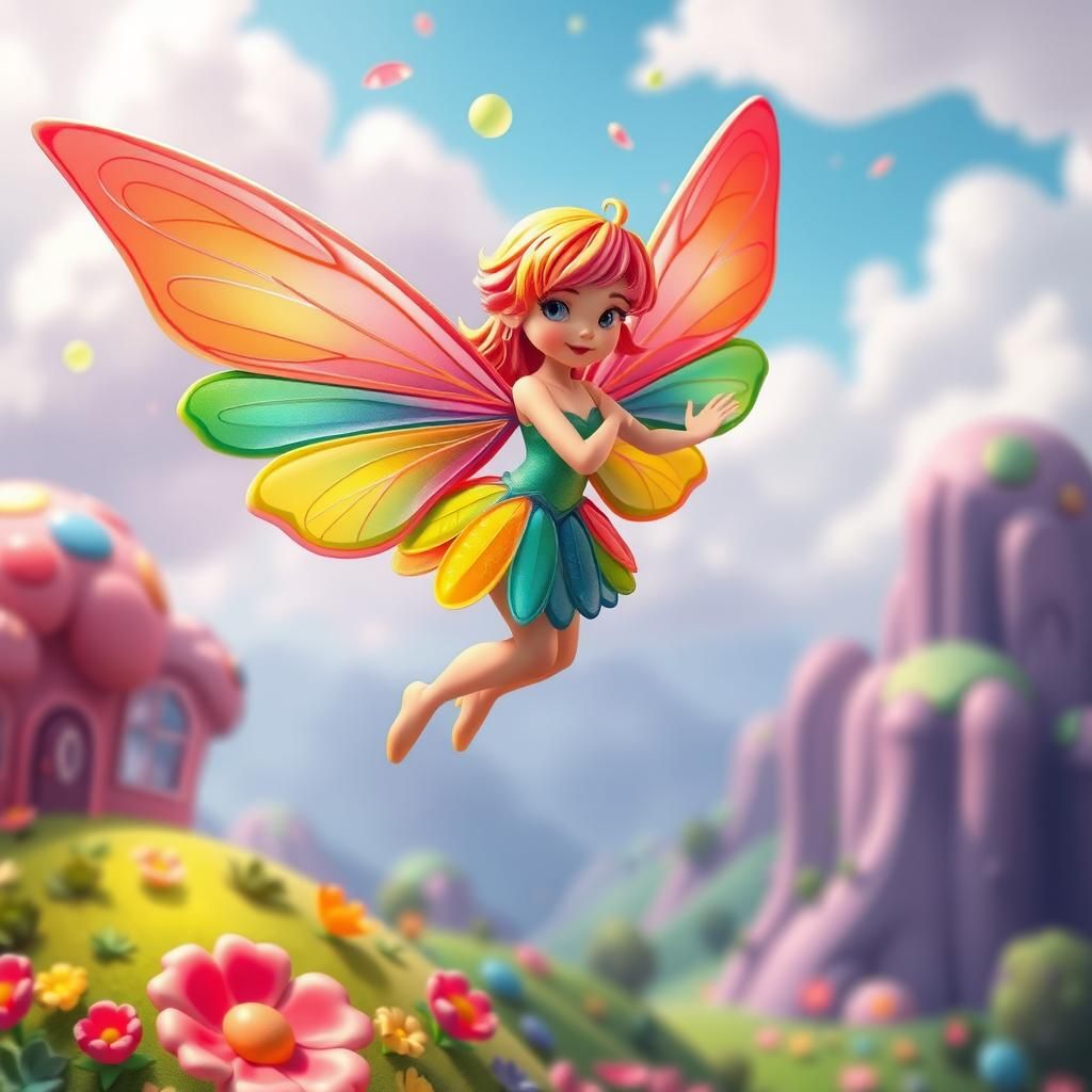 Rainbow Pixie in Candy Land: Digital Illustration