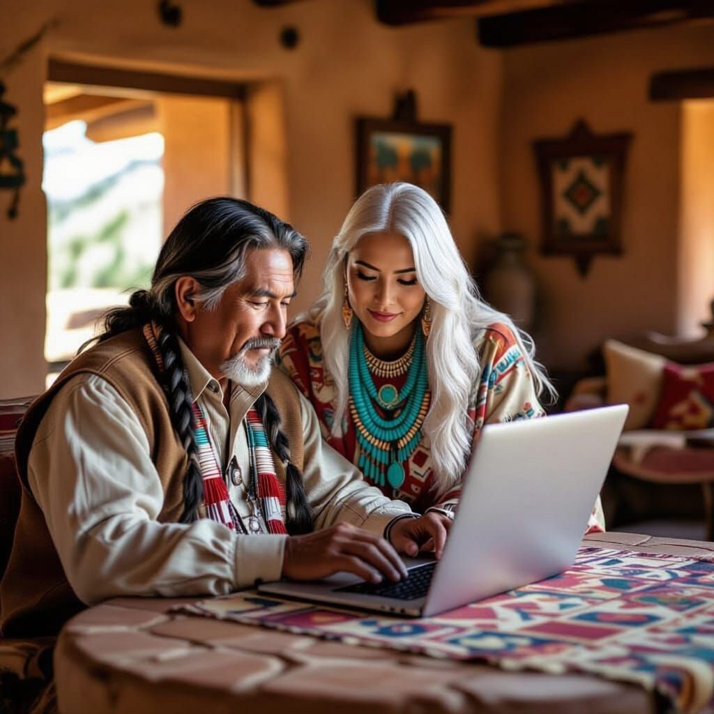 Navajo Couple Create Art Online in Adobe Home