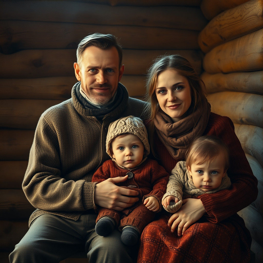 Estonian Family Portrait in Impressionist Style