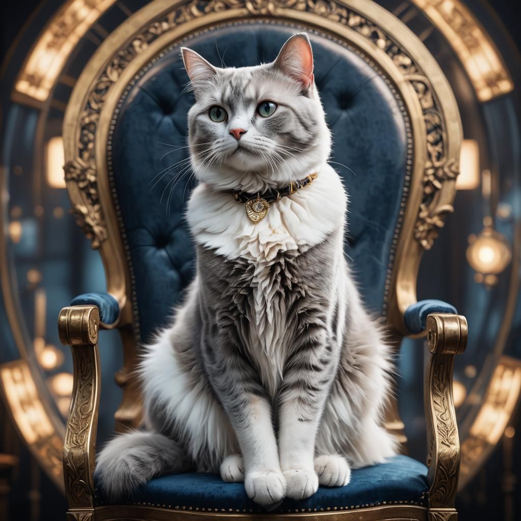 Melancholic Cat Portrait in Film Noir Style