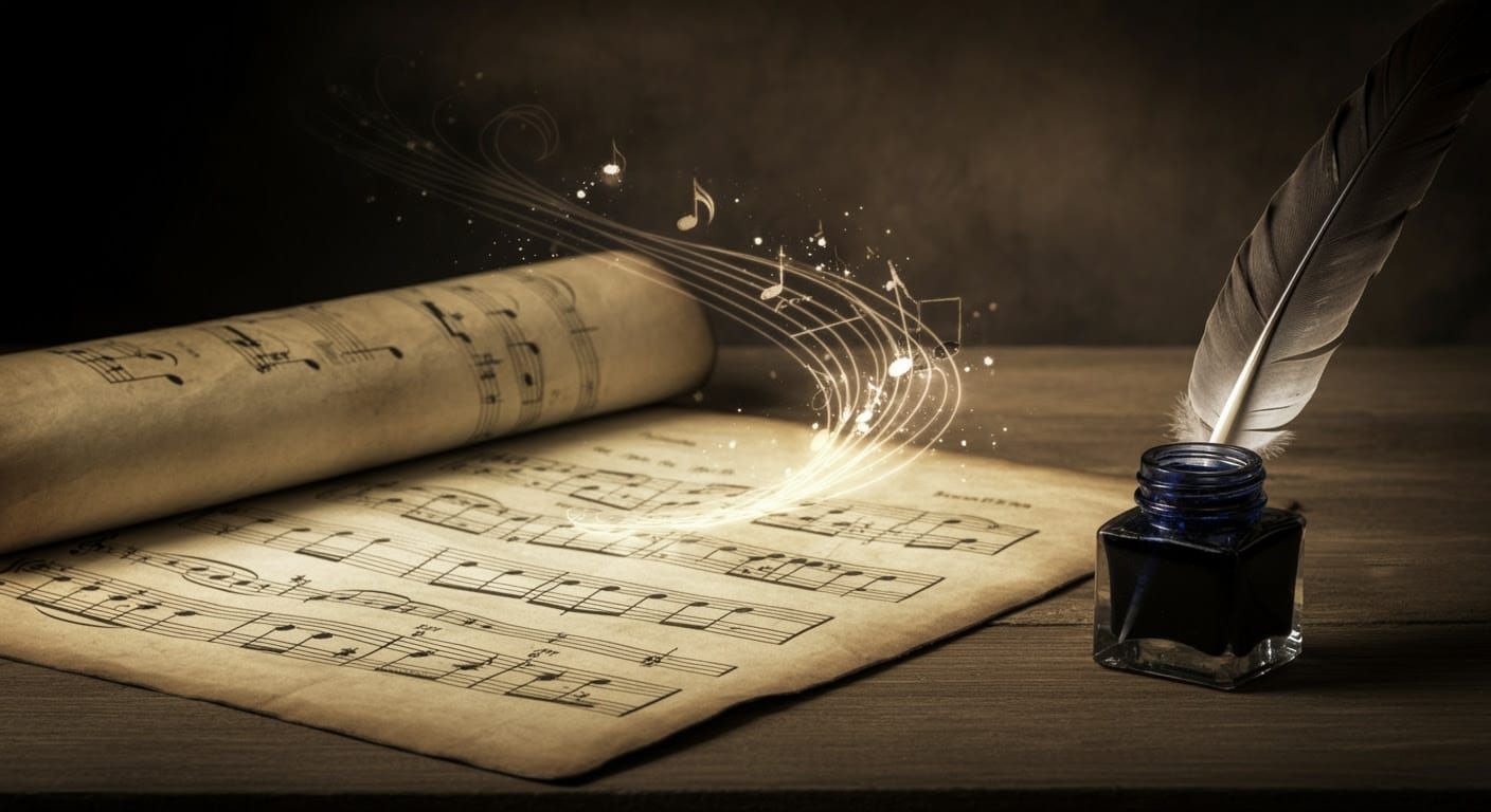 Classical Manuscript in Watercolor and Ink