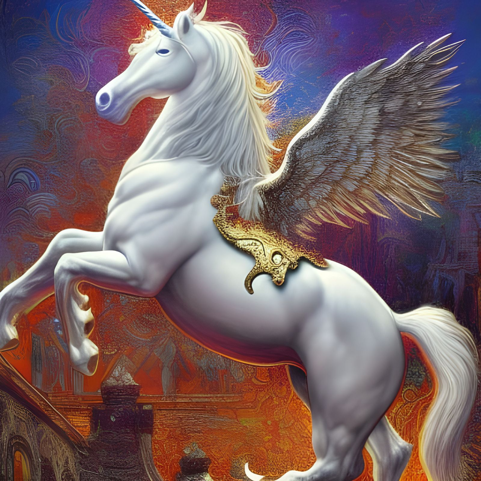 Hyper-Detailed White Unicorn in Comic Book Style