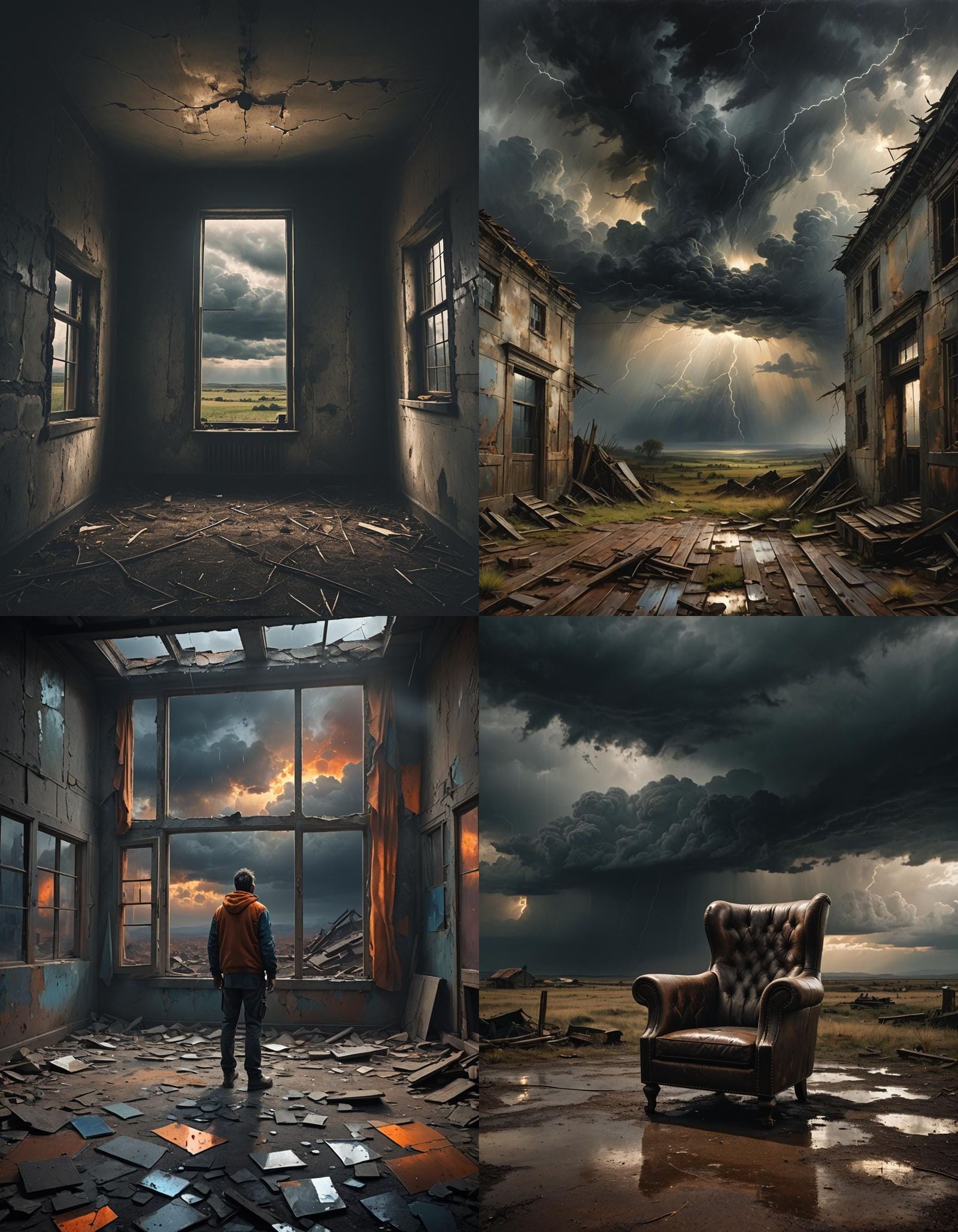 Post-Apocalyptic Room with Impending Storm