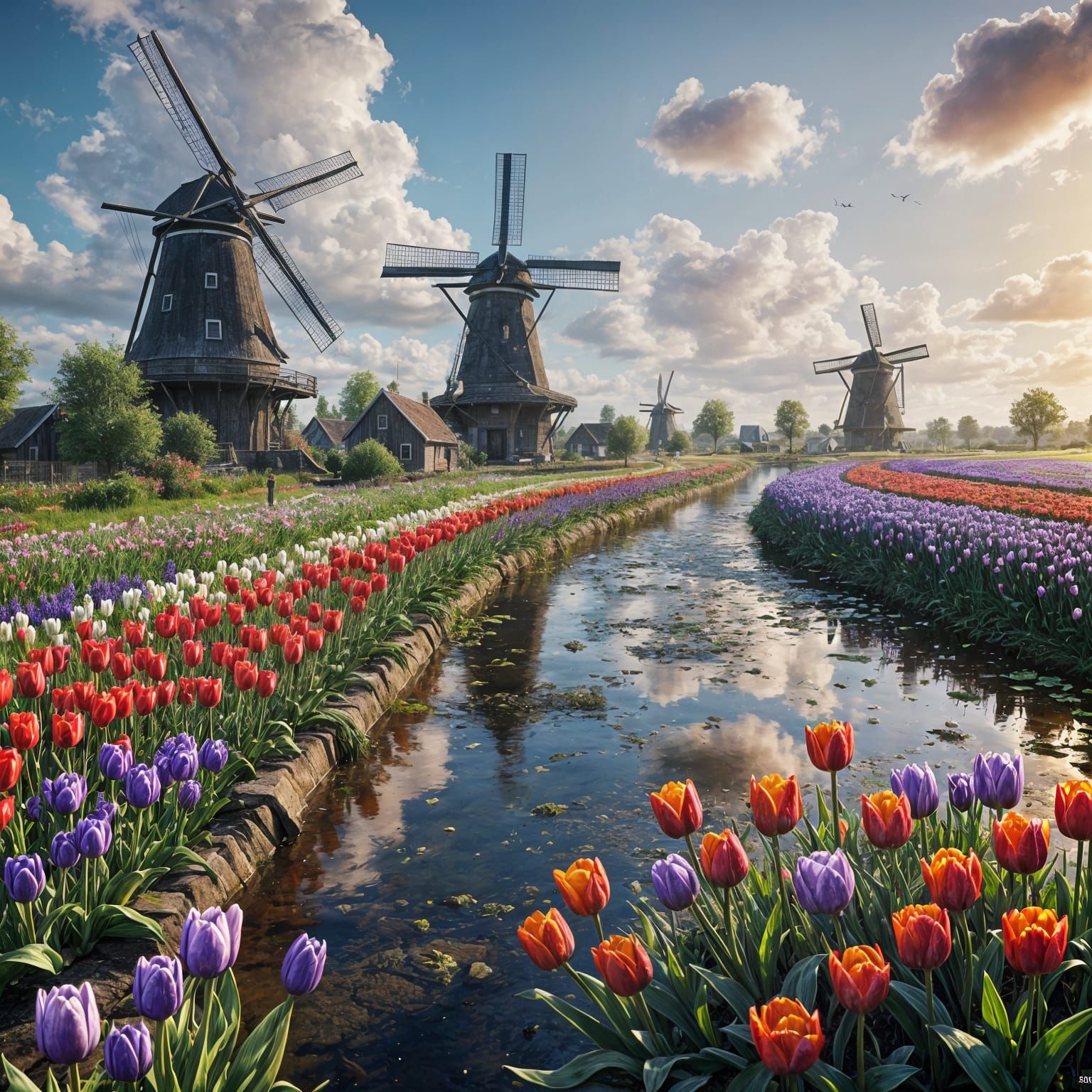Dutch Countryside in Vibrant Bloom
