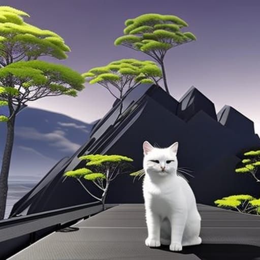 A mother cat with Four kittens , Anime Key Visual, Japanese Manga, Pixiv, Zerochan, Anime art, Fantia, lineart,close-up,...