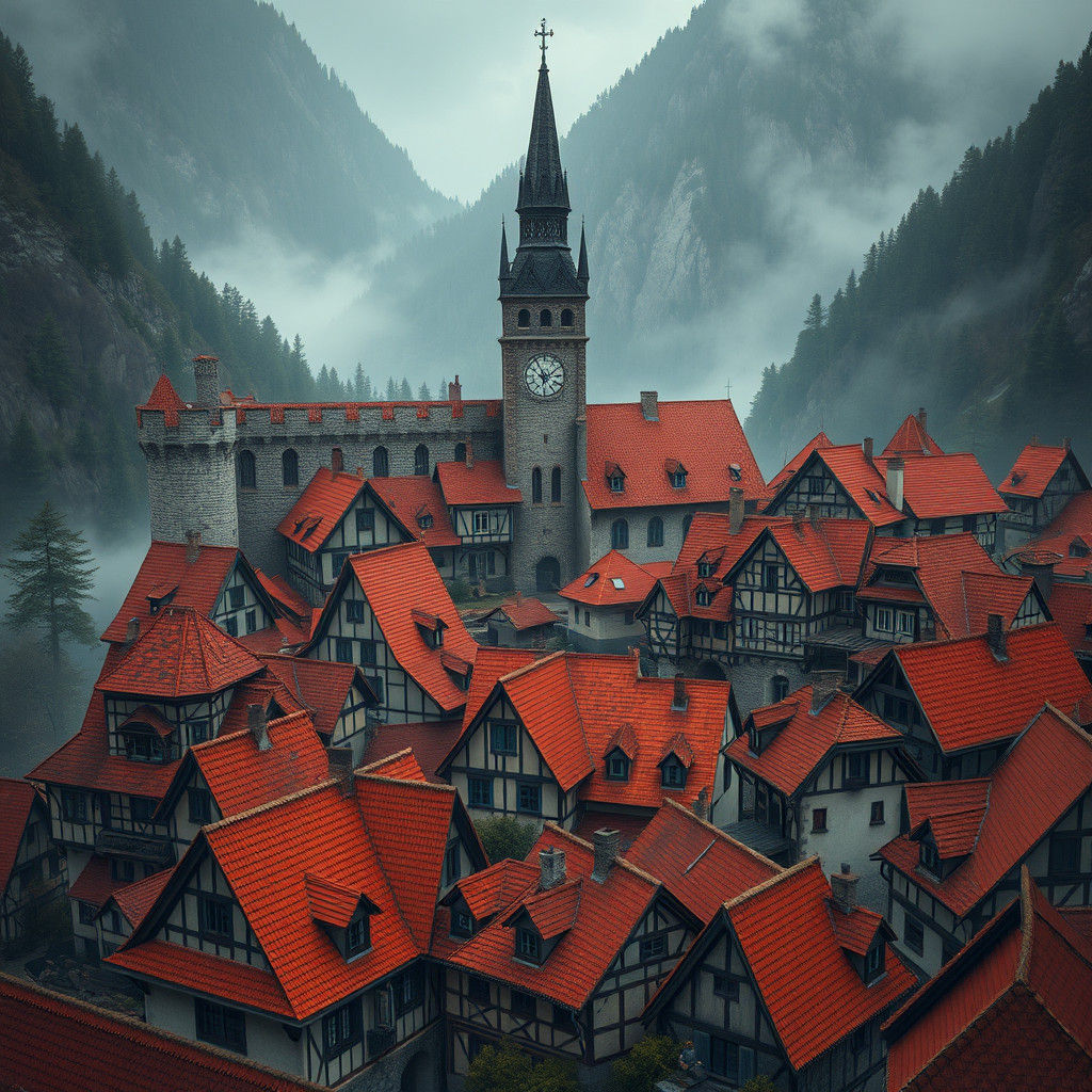 Carpathian Medieval Village with Gothic Architecture