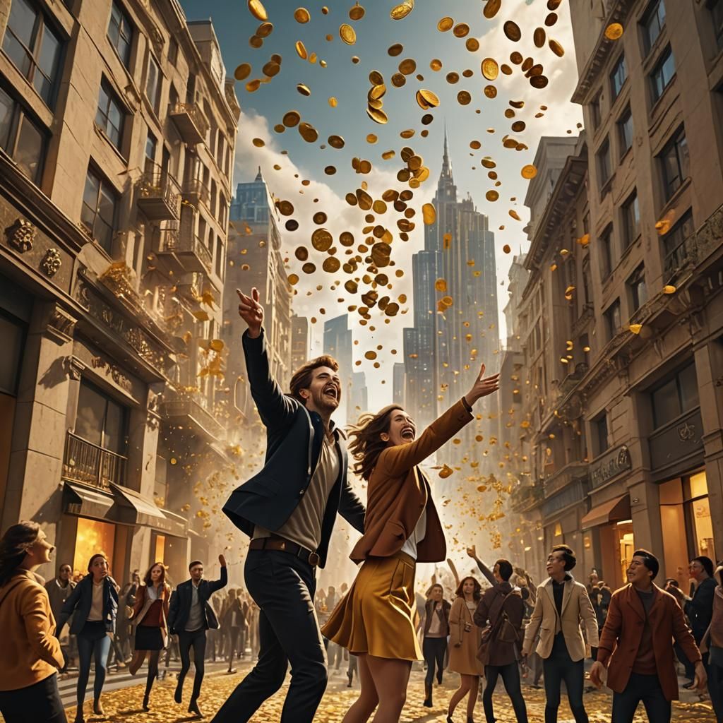 Gold Coins Fall from the Sky: A Matte Painting