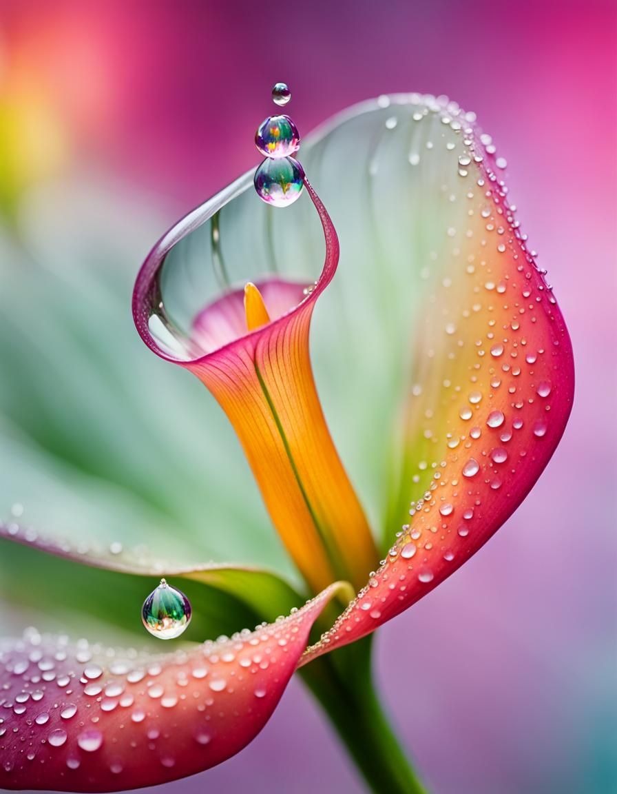 Dew drops on a lily