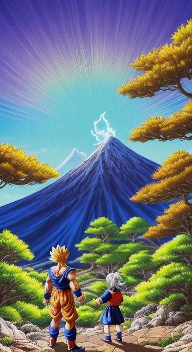 Goku and Chichi in Vibrant Dragon Ball Art