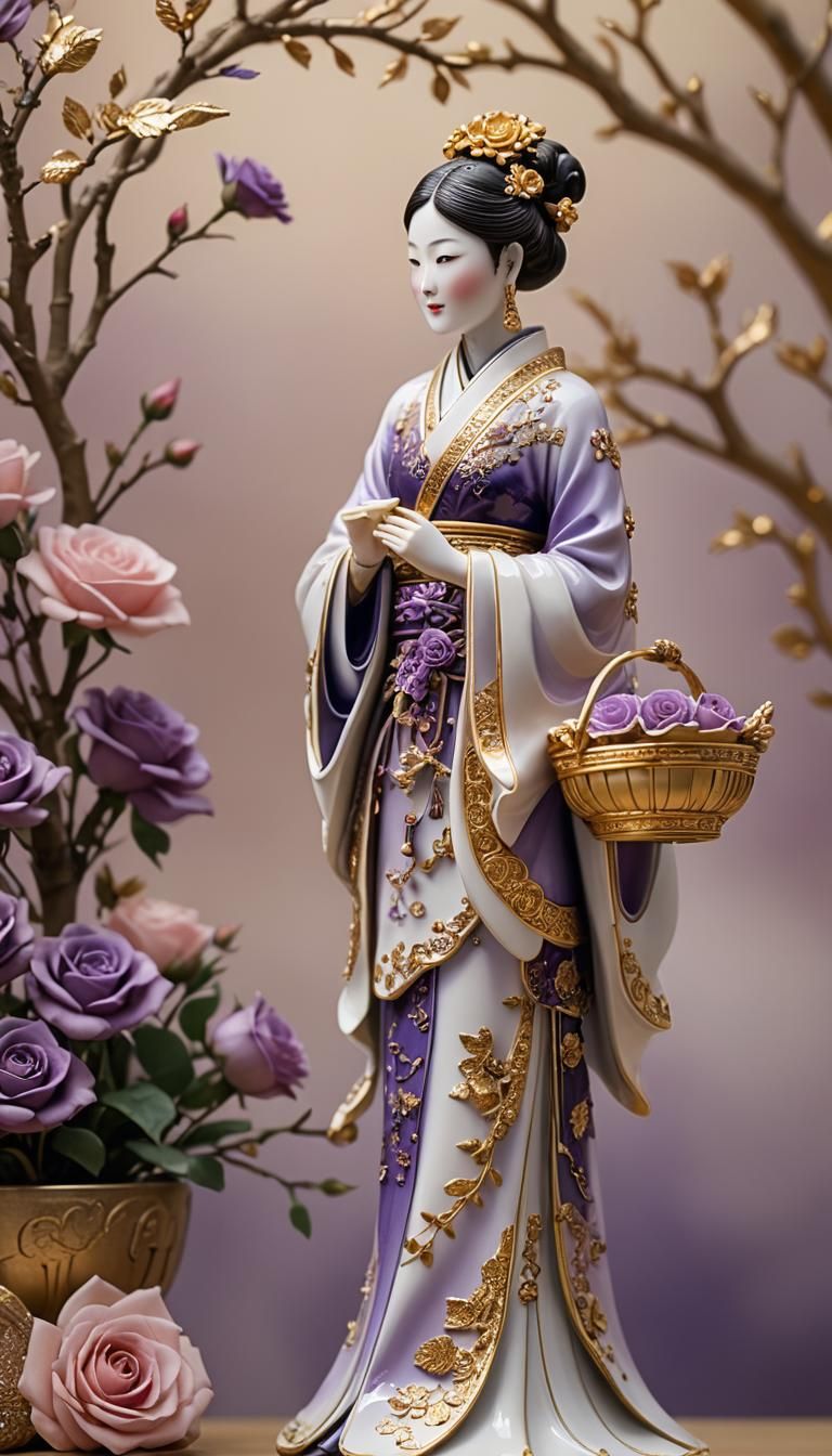 Enamel and glass figurine