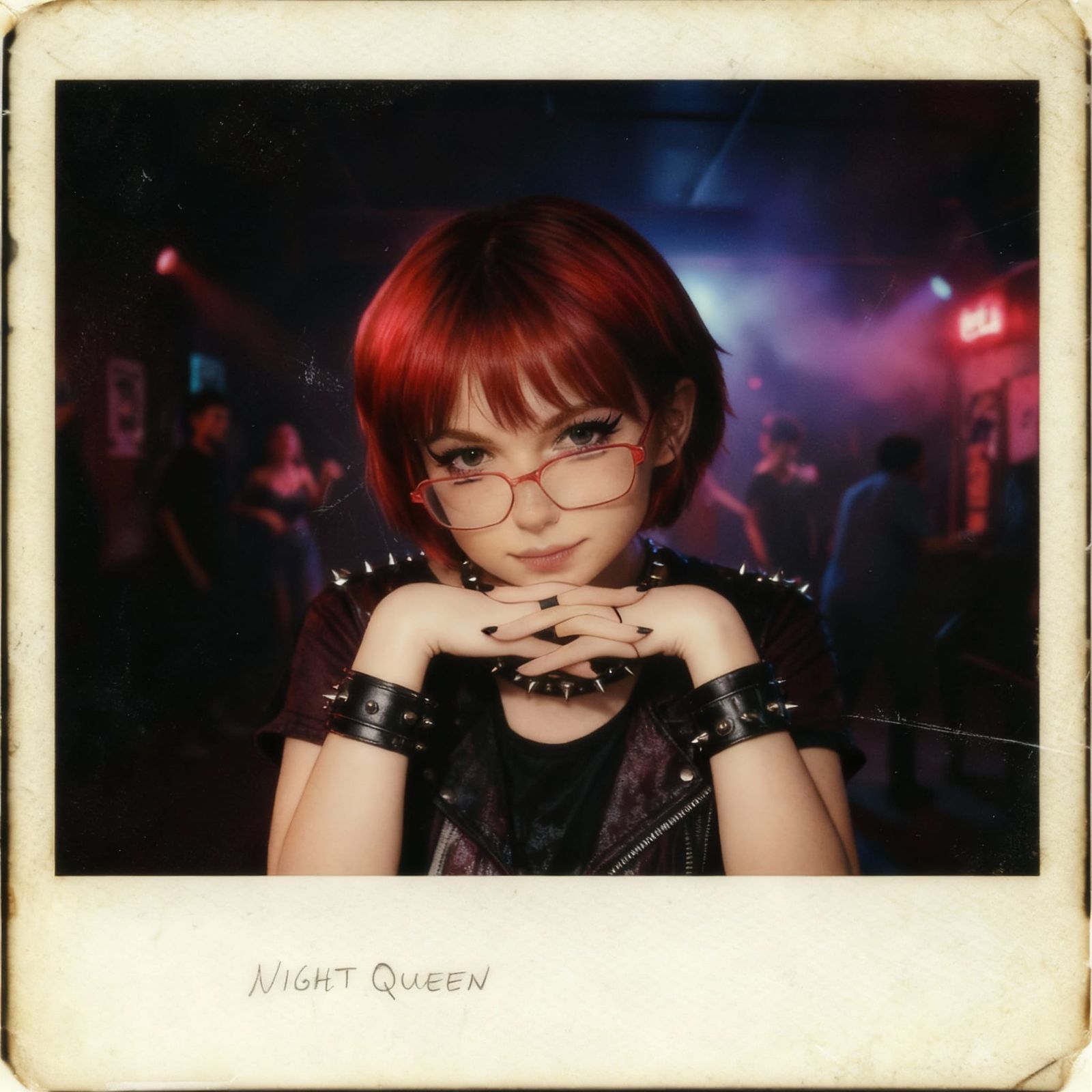 Mysterious Woman in 1980s Nightclub Polaroid