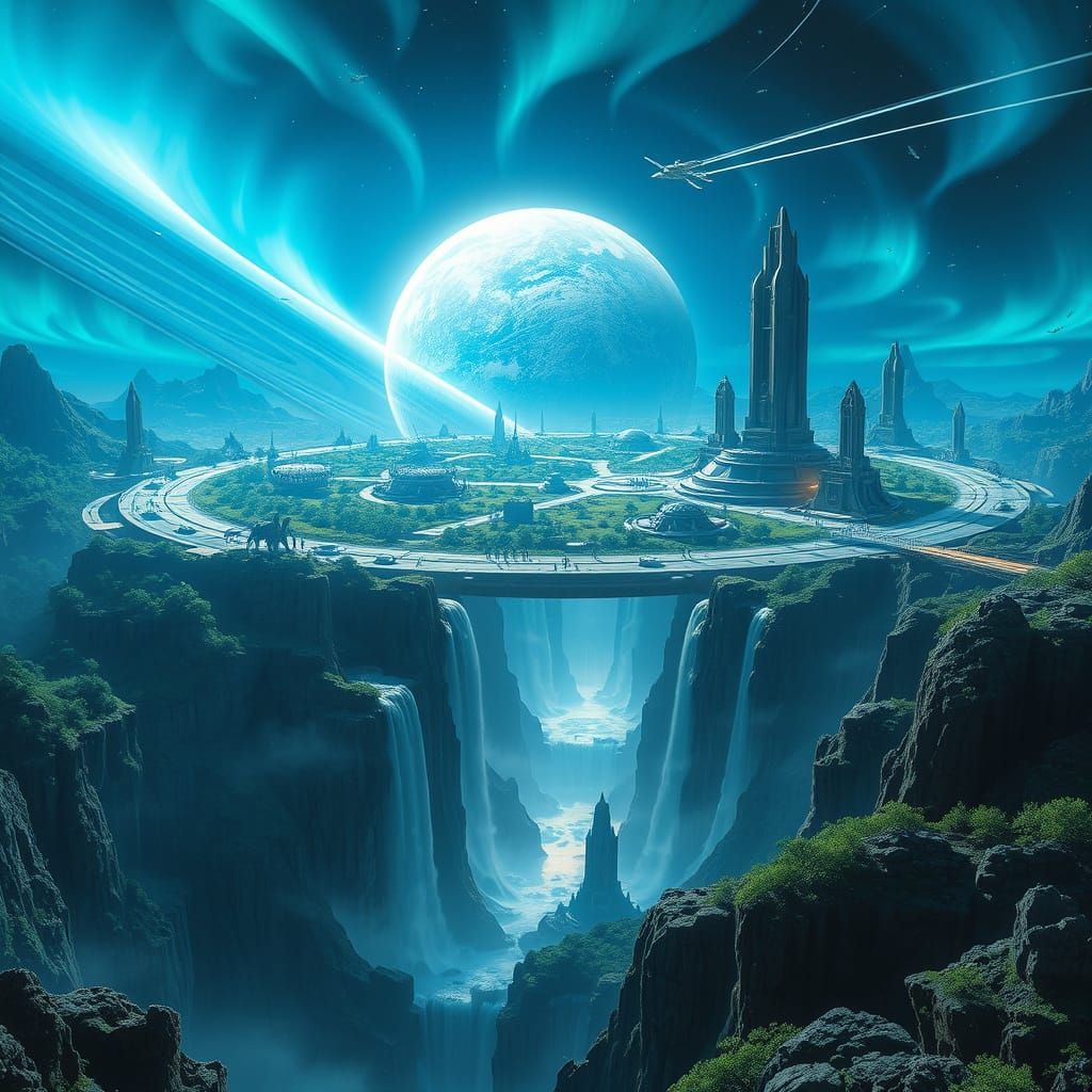 Aurora-Shrouded Alien Ringworld