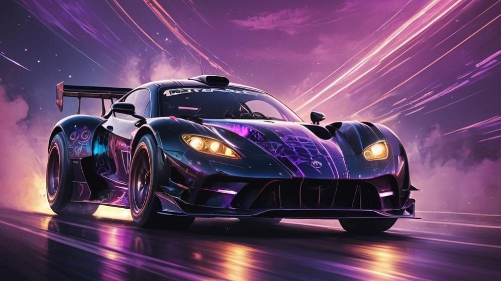 Smoking Wheel Under Moon in Detailed Matte Painting