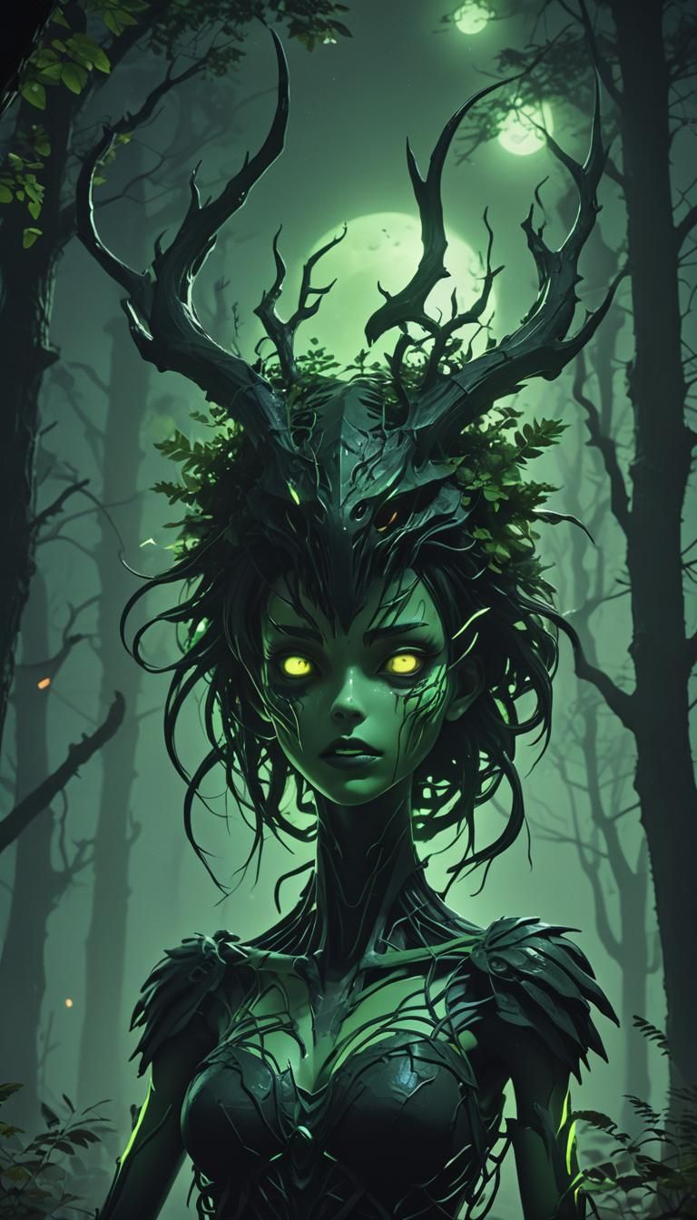 Siren Head Portrait in Eerie Forest, 3D Anime Art