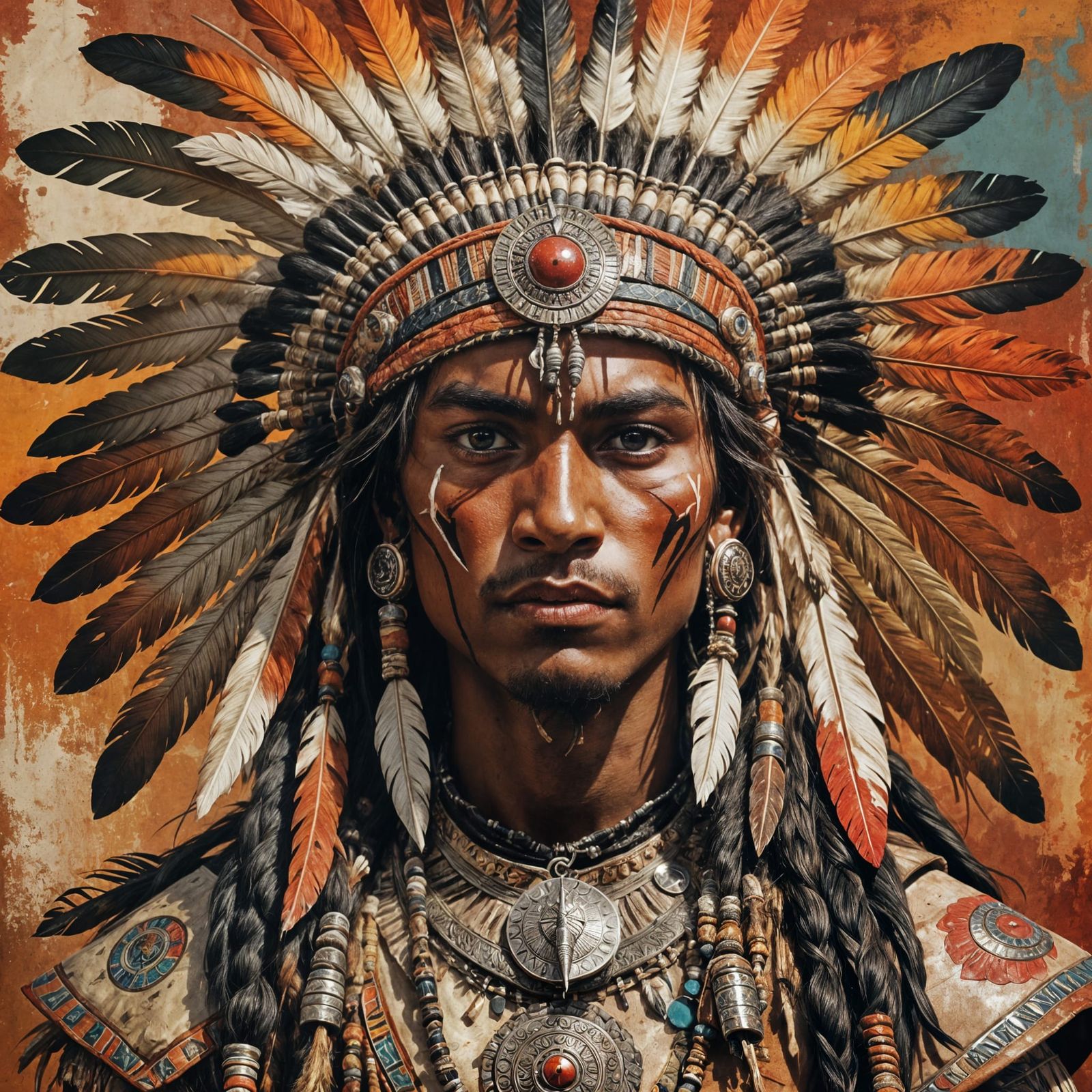 Hyperrealistic Portrait of Black Indian Tribe Member