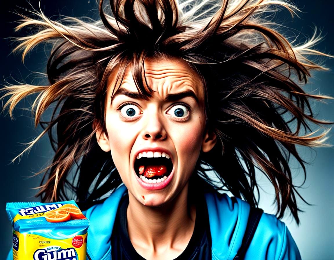 Chaotic Messy Hair Day with Food and Gum