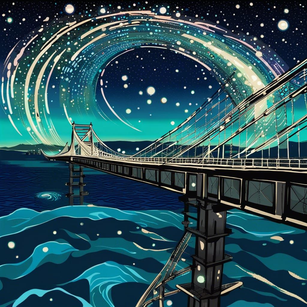 Naruto Bridge Whirlpool in Ukiyo-e Style