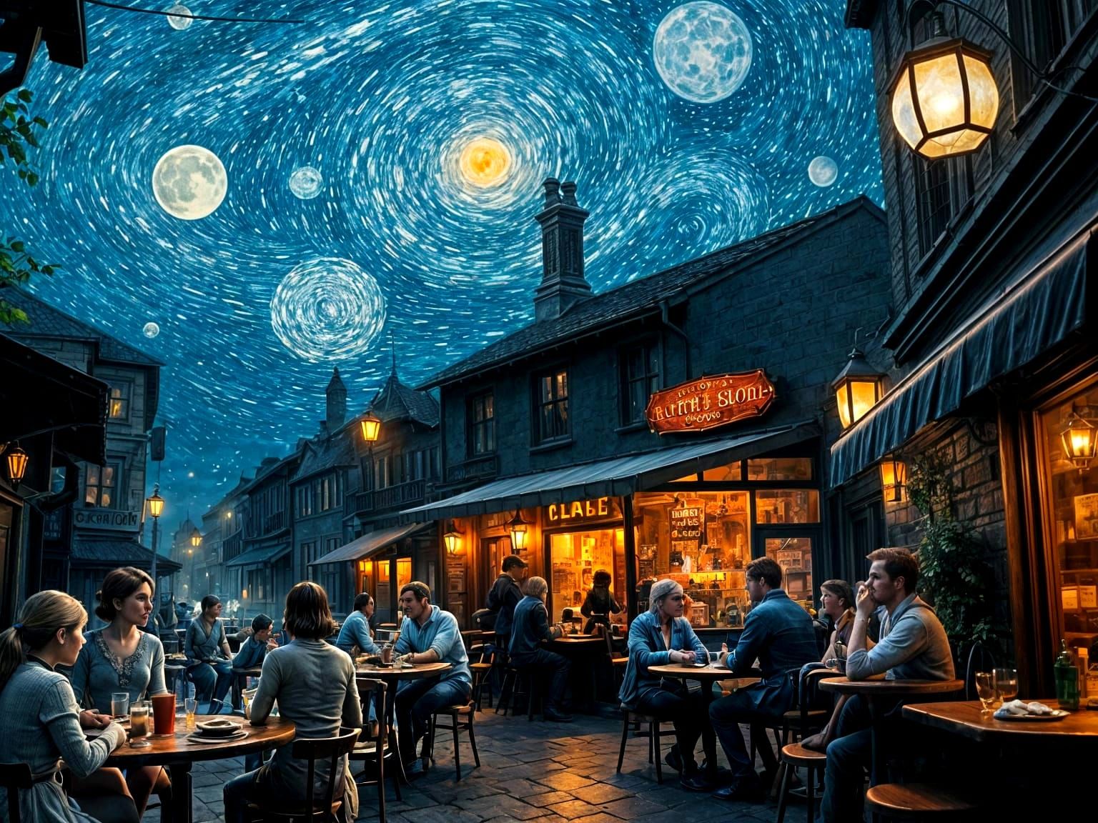 Night Cafe in Vibrant Fantasy World