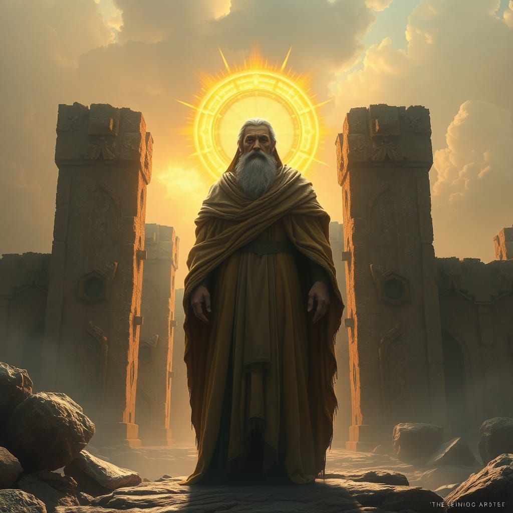 Mystical Figure in Dreamlike Landscape