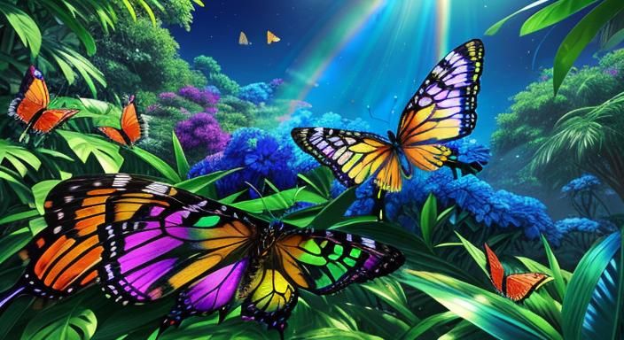 Lion in Rainbow Landscape: 3D Vector Art