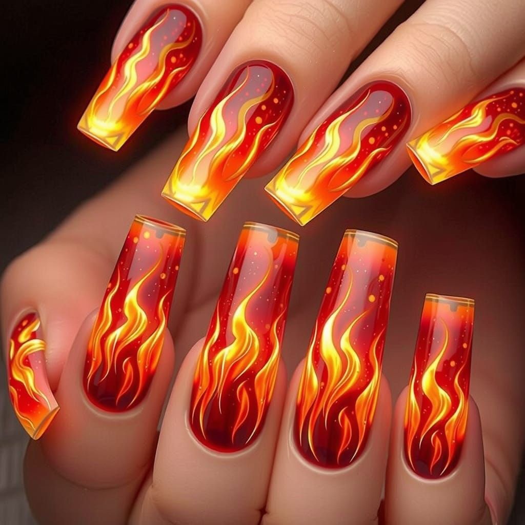 Surreal Acoustic Guitar with Wave Patterns and Dancing Flame...