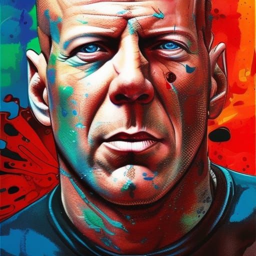 Bruce Willis as Cyborg in Pop Art Style