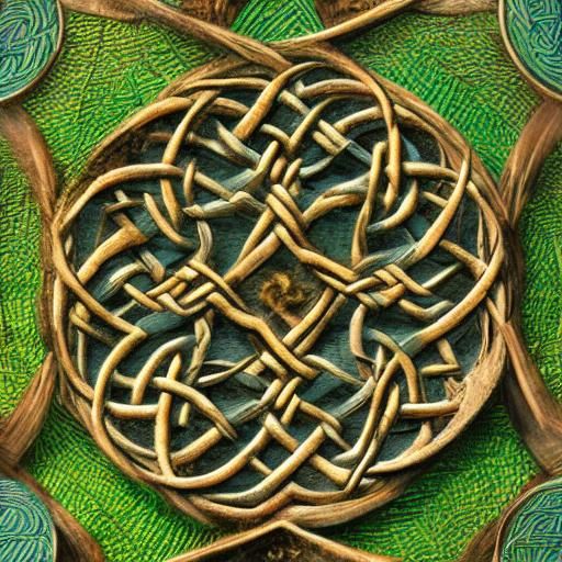 Celtic Knotwork and Hanging Plants in Manuscript Style