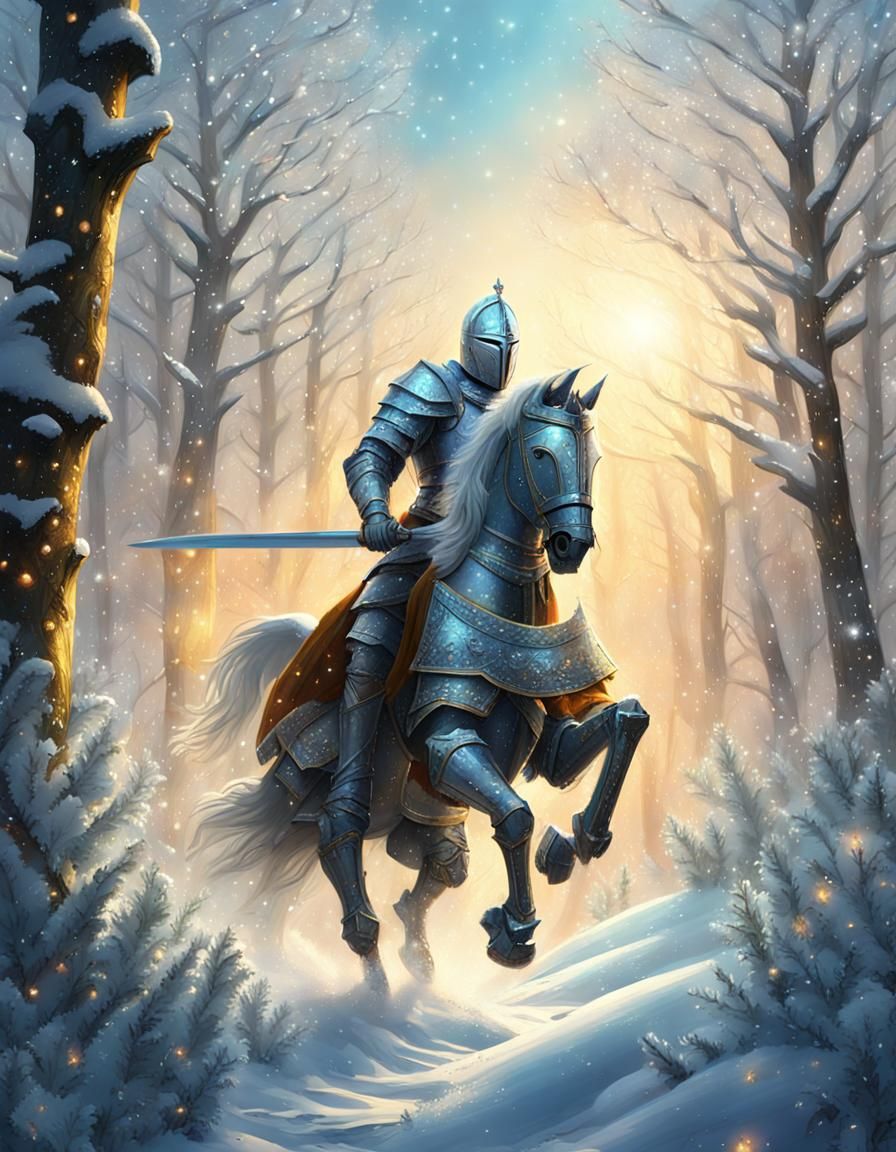 Knight in Snowy Forest: Digital Matte Painting