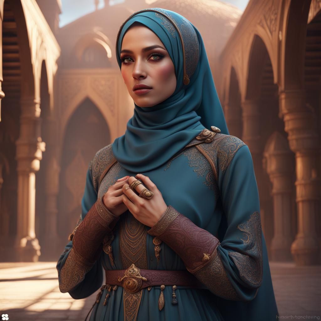 Fantasy Hijabi Girl in Detailed Digital Painting