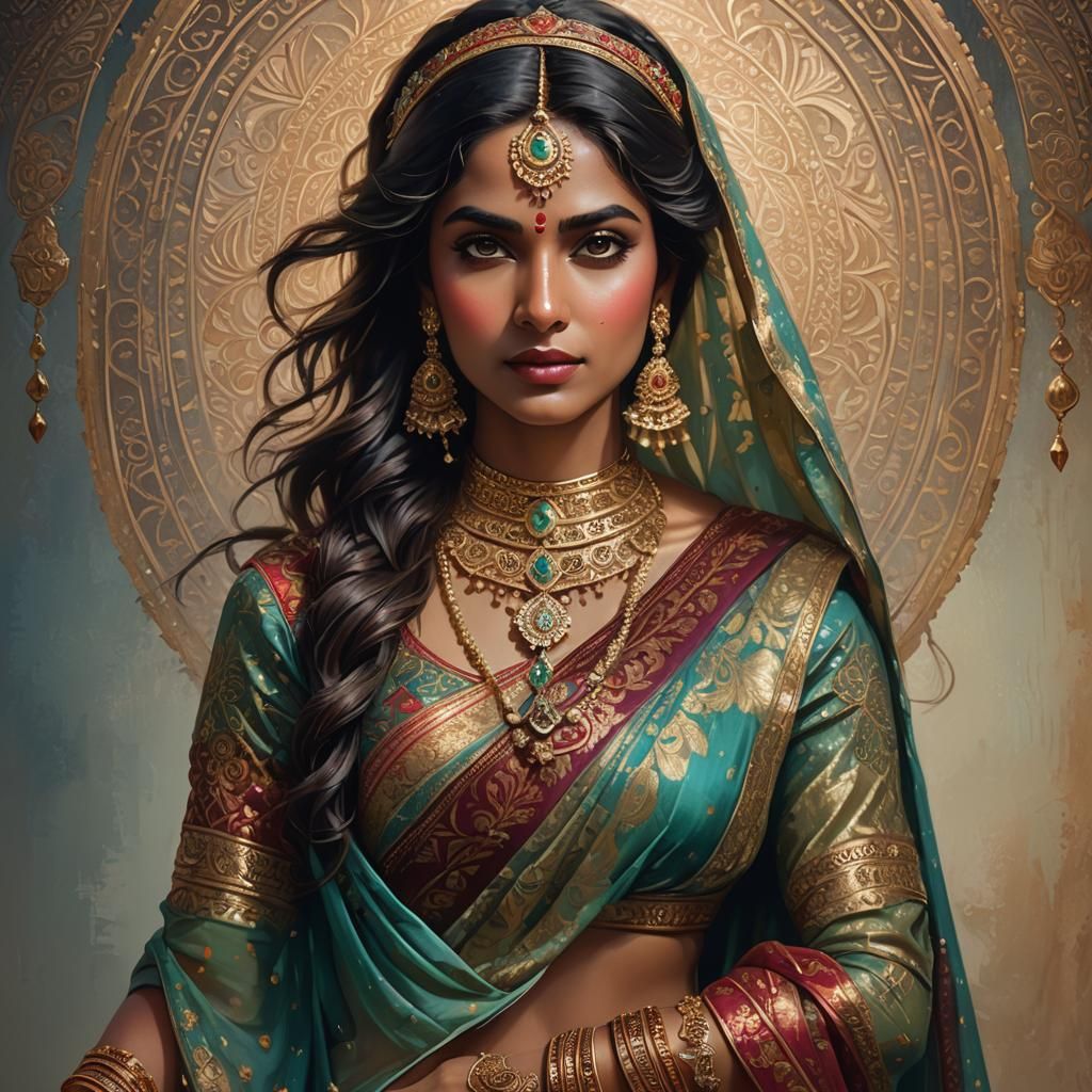 Vibrant Indian Woman Portrait in Hyperrealism