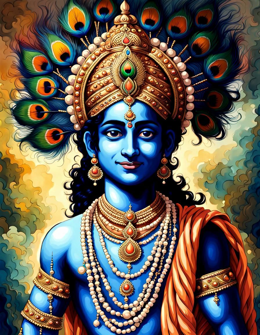 Radiant Lord Krishna with Peacock Feather