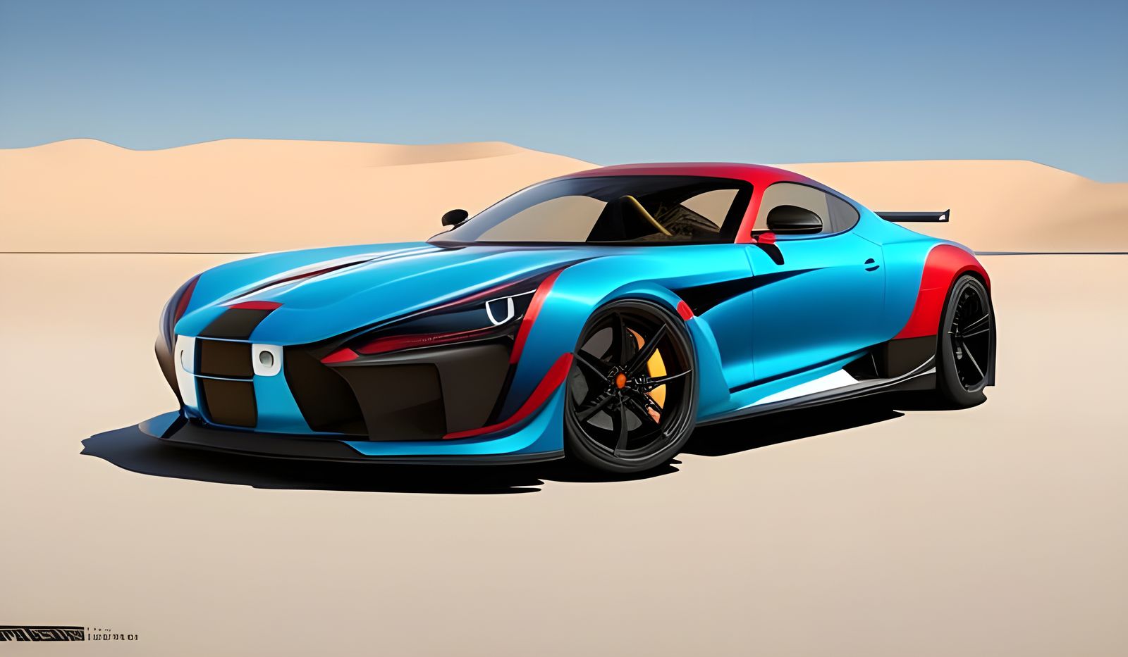 Futuristic Three-Seat Sports Car in Hyperrealistic Detail