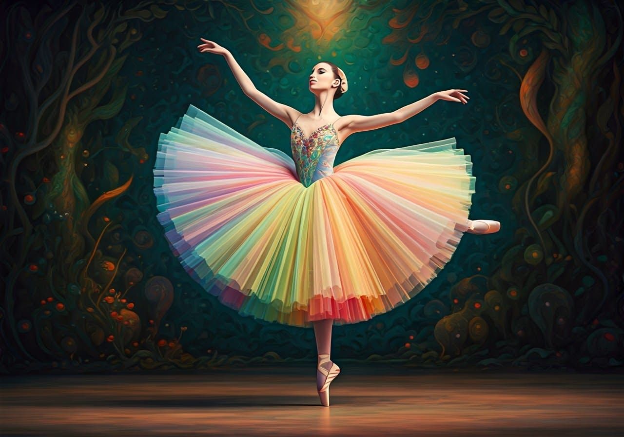Amazing Dancing Ballerina in Rainbow Tutu-Dress
