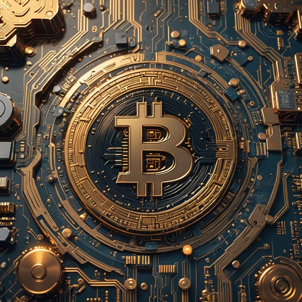 Bitcoin with Circuits: Detailed Digital Matte Painting