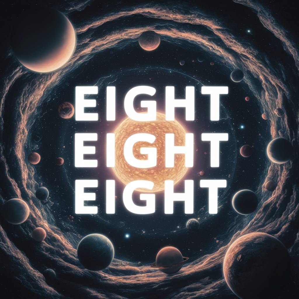 Cosmic Scene with Glowing "Eight Eight Eight"