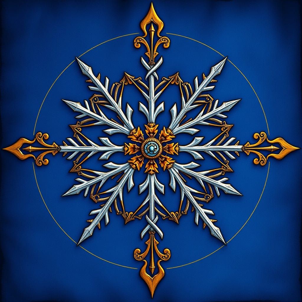 Ethereal Heraldry of House Caerdwen in Azure and Brass
