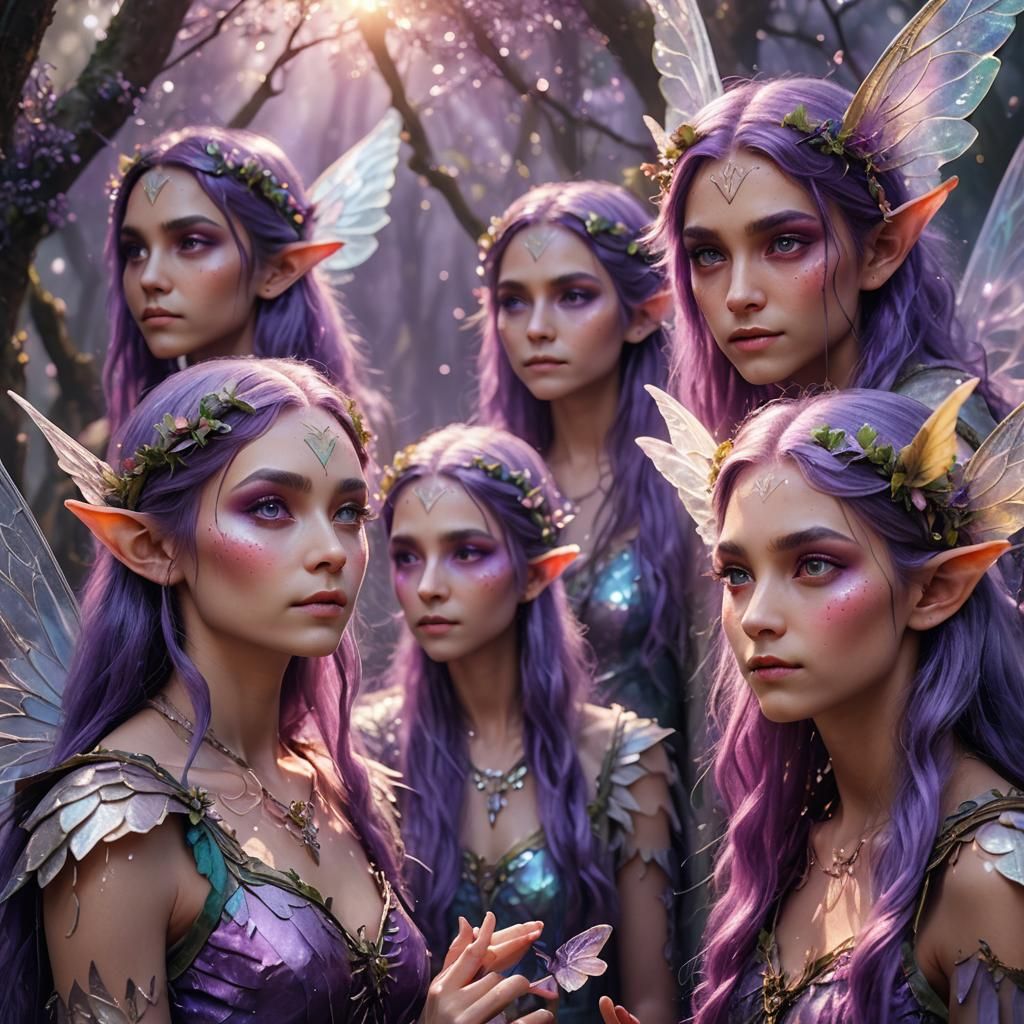 Ethereal Elves and Fairies with Crystallized Wings