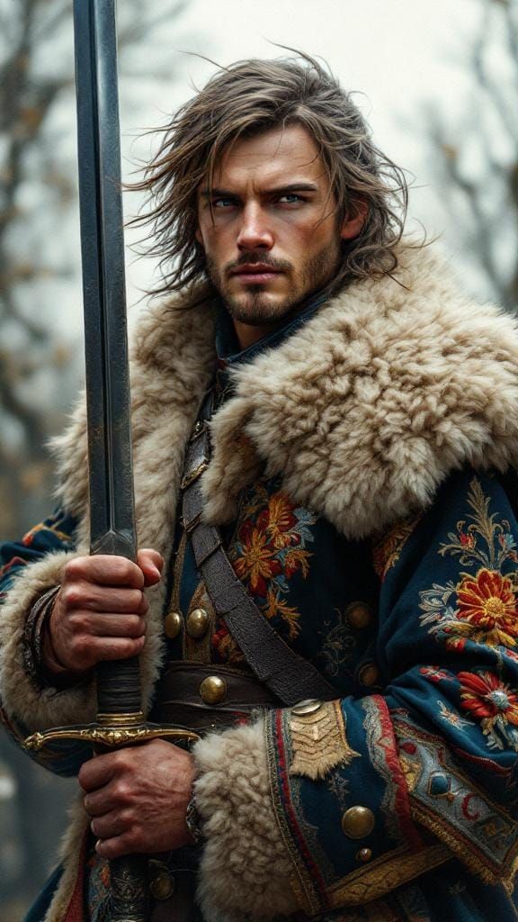 Ukrainian Cossack Portrait with Saber, Digital Painting