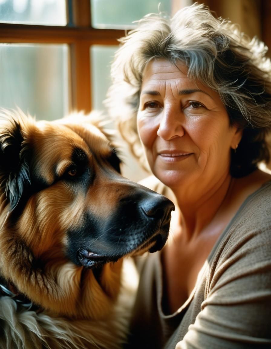 Warm Candid Photo of Woman and Dog
