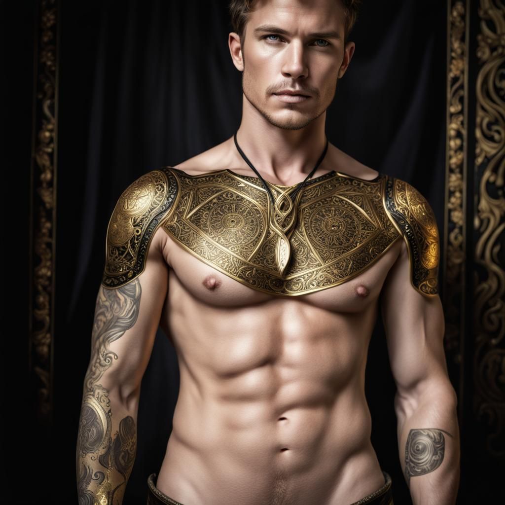 Archer Tarot Card: Hyperrealistic Male Figure