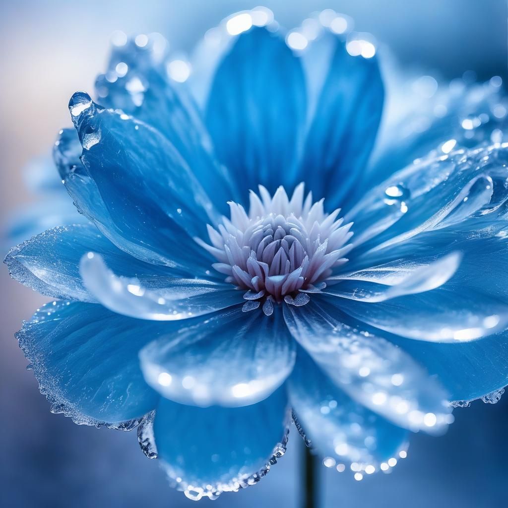 Ethereal Flower with Blue Ice Petals