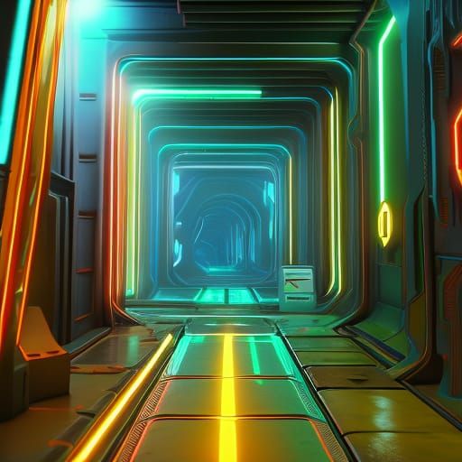 Tron-Inspired Synthwave Alleyway in Detailed Matte Painting