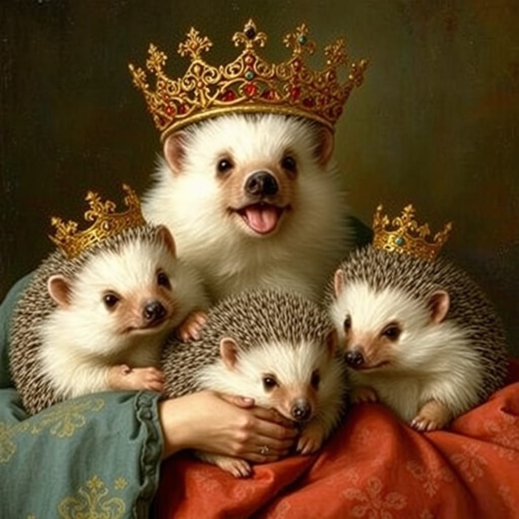 Regal Hedgehogs in Crowns and Tiaras