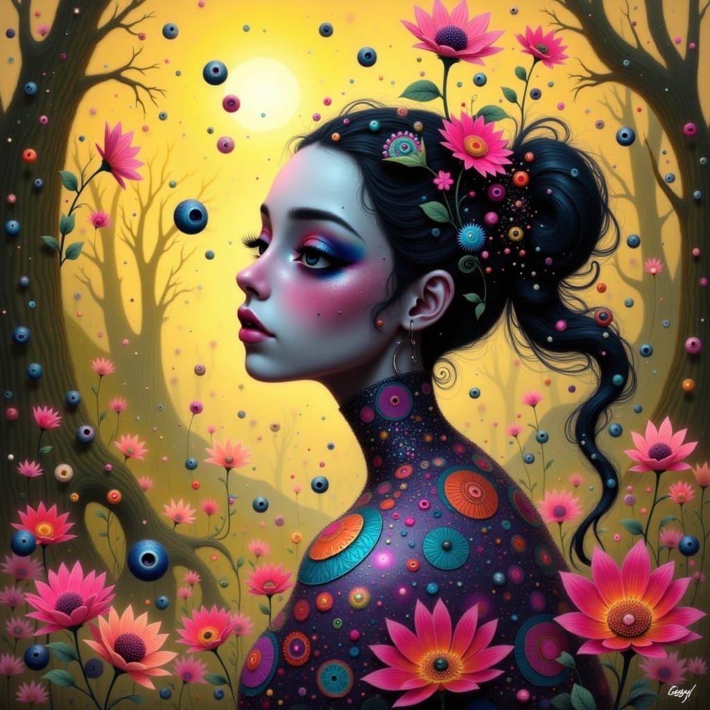 Radiant Blueberry in Golden Light, Watercolor Style